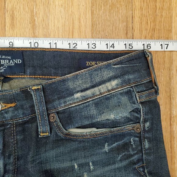 Lucky Brand Zoe Jeans Womens 4x27 Blue Denim Dark Wash Skinny Stretch Distressed - Picture 12 of 15